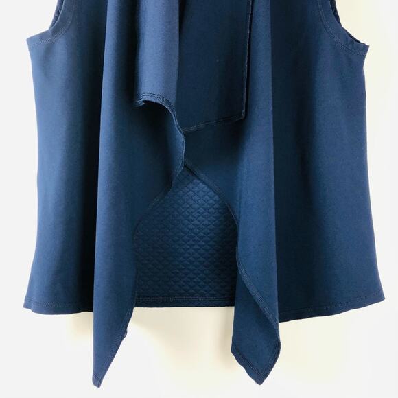 Ralph Lauren blue preppy office quilted viscose open front vest top medium - Picture 4 of 5